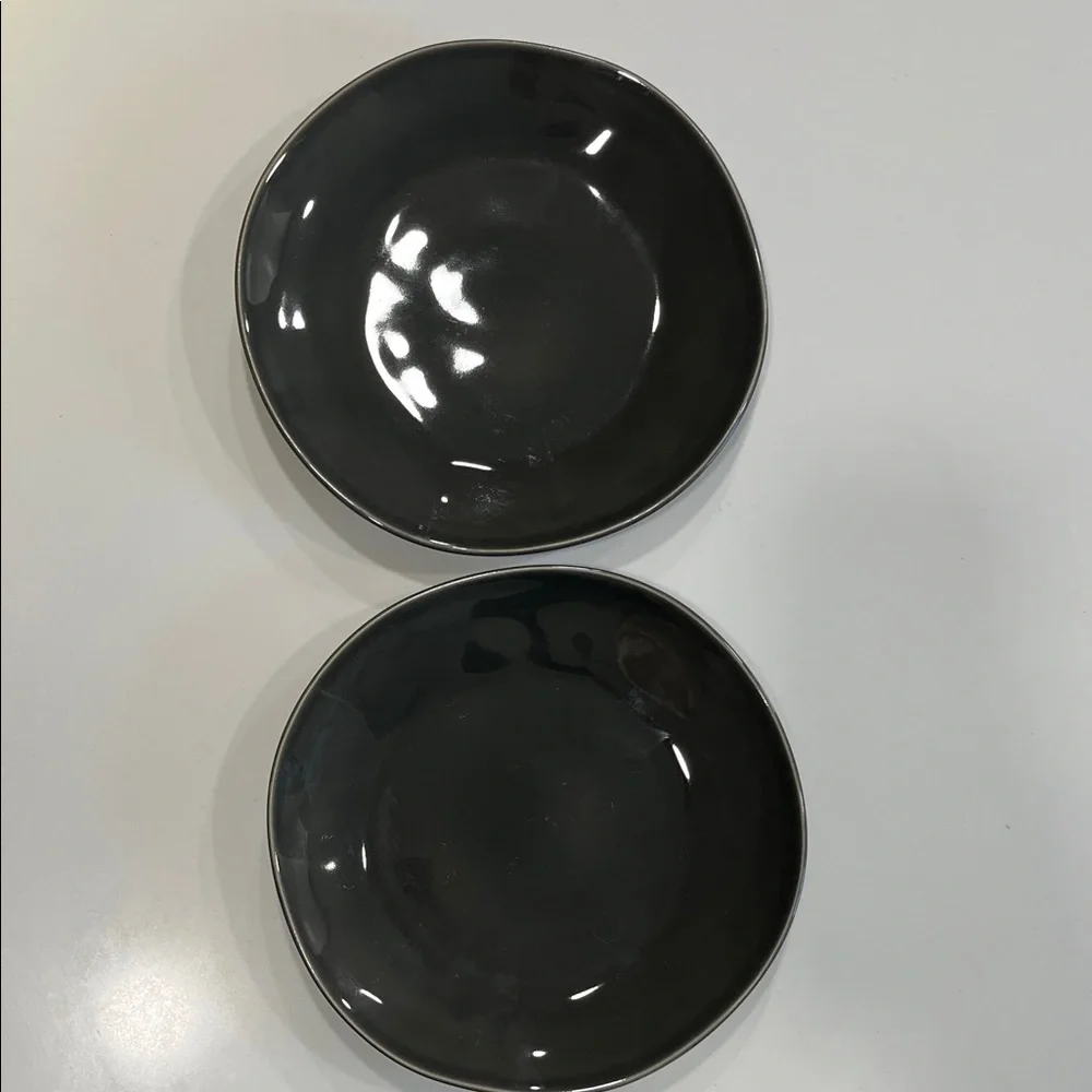 Crate&Barrel Marin Dark Grey Salad Plate Set
